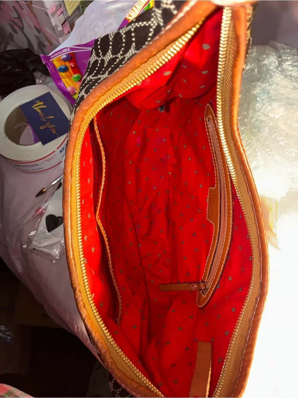 Vintage Kate Spade Classic Noel Kate Canvas Hobo Bag with Red Stripe